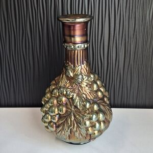 Vintage/Antique Carnival Iridescent Green Glass Grape Decanter